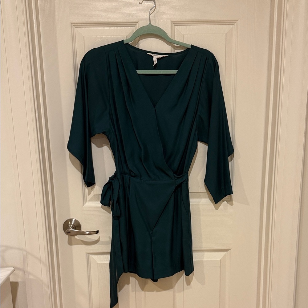 BCBGeneration Dark Green Wrap Jumpsuit